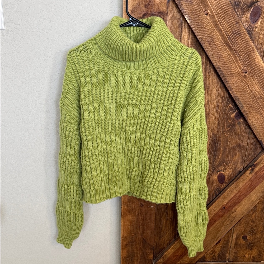 Elegant Lime Green Turtleneck Sweater